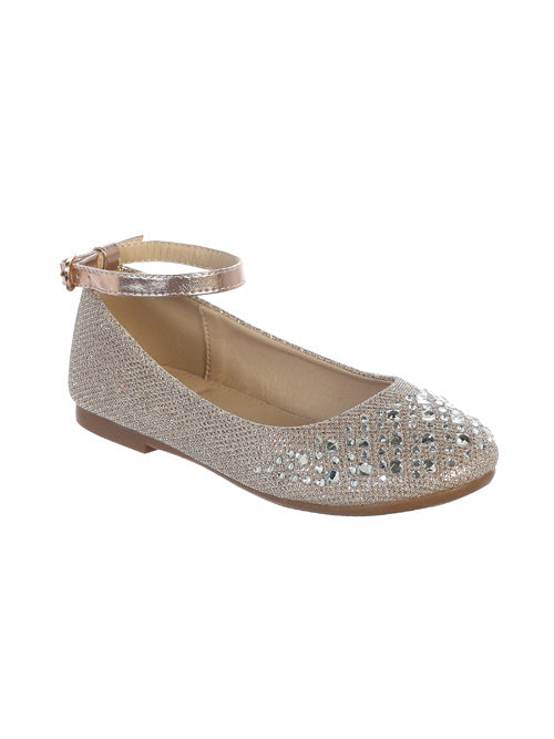 Girls Metallic Flats with Sparkling Rhinestones