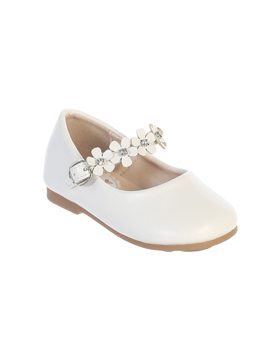 Beautiful Leatherette Shoes with Flowers Across the Strap