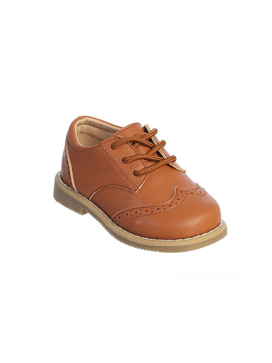 Boys Matte PU Leather Wing Tip Shoes