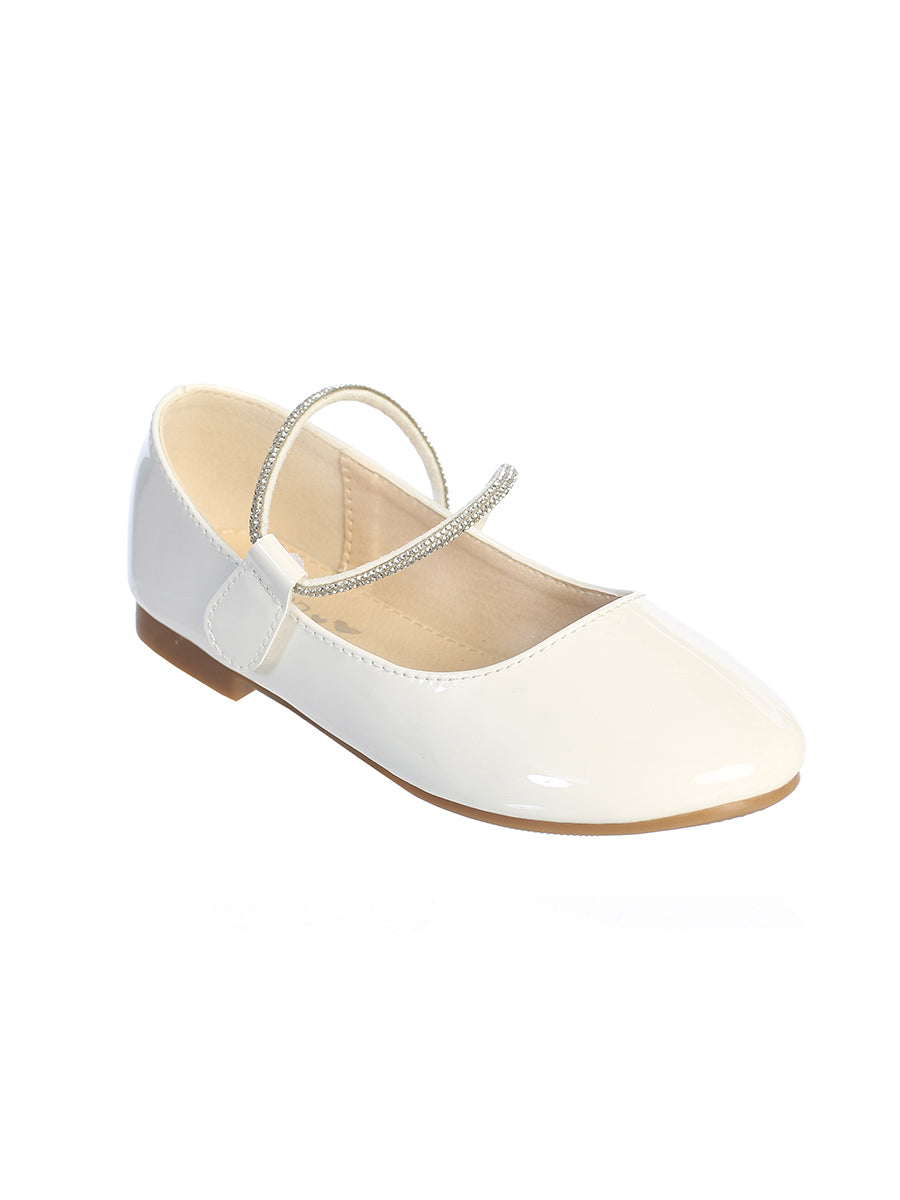 Girls Patent flats with rhinestone strap