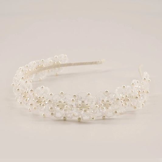 The Venice Lace White Pearl Headband
