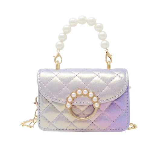 Quilted Pearl Flip Bag-Purple