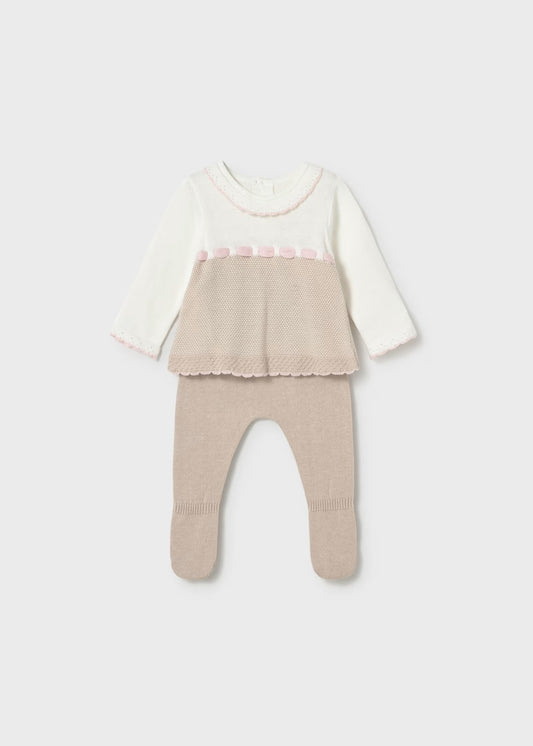 Mayoral Newborn Girl Knit Pants and Sweater Set