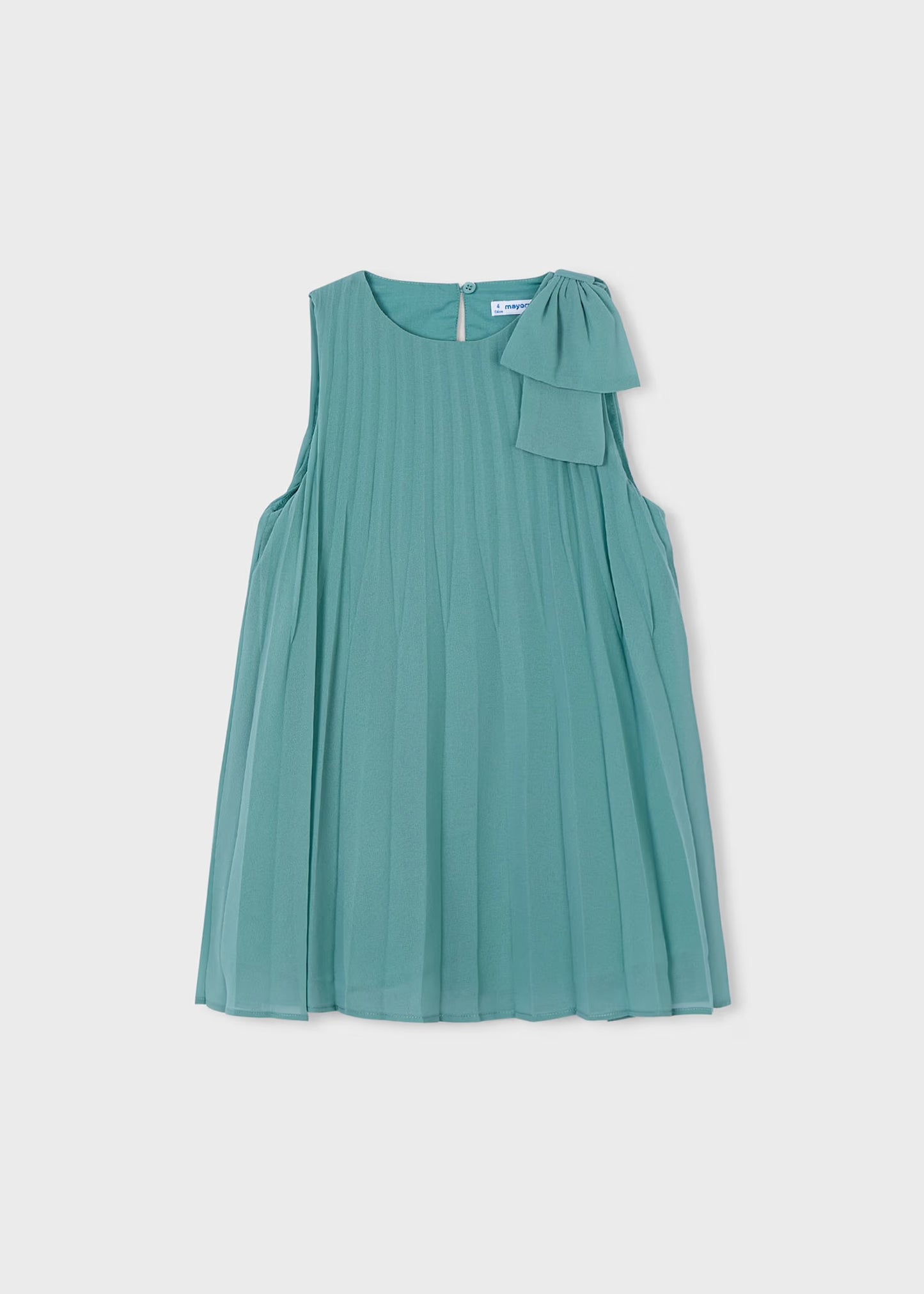 Mayoral Girl Pleated Dress with Shoulder Bow