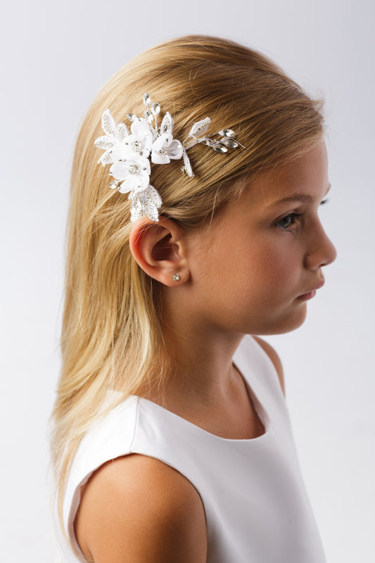 Floral Hair Accessory with Rhinestones and a Alligator Clip