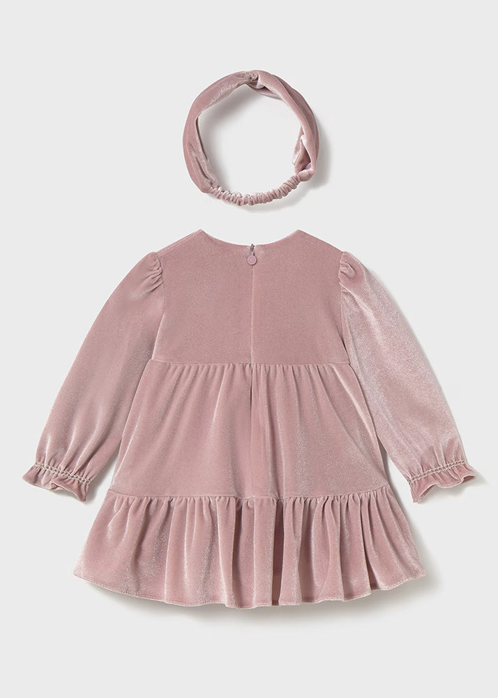 Mayoral Infant Velvet Dress & Headband Set