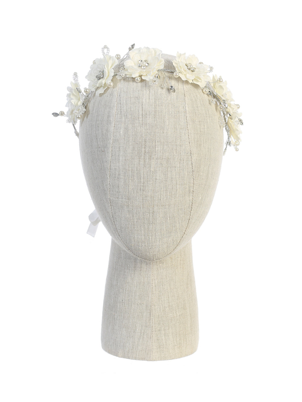 Silk Flower Headband with Rhinestones and Pearls