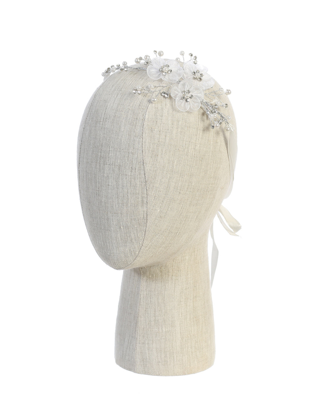 Hairpiece with Organza Flowers with Rhinestones