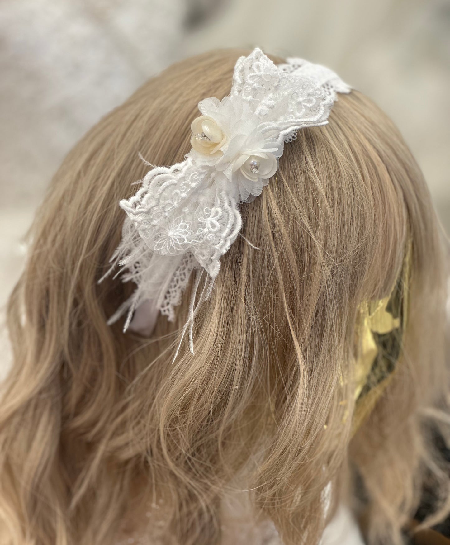Satin Headband w/Lace/Flowers/Bow