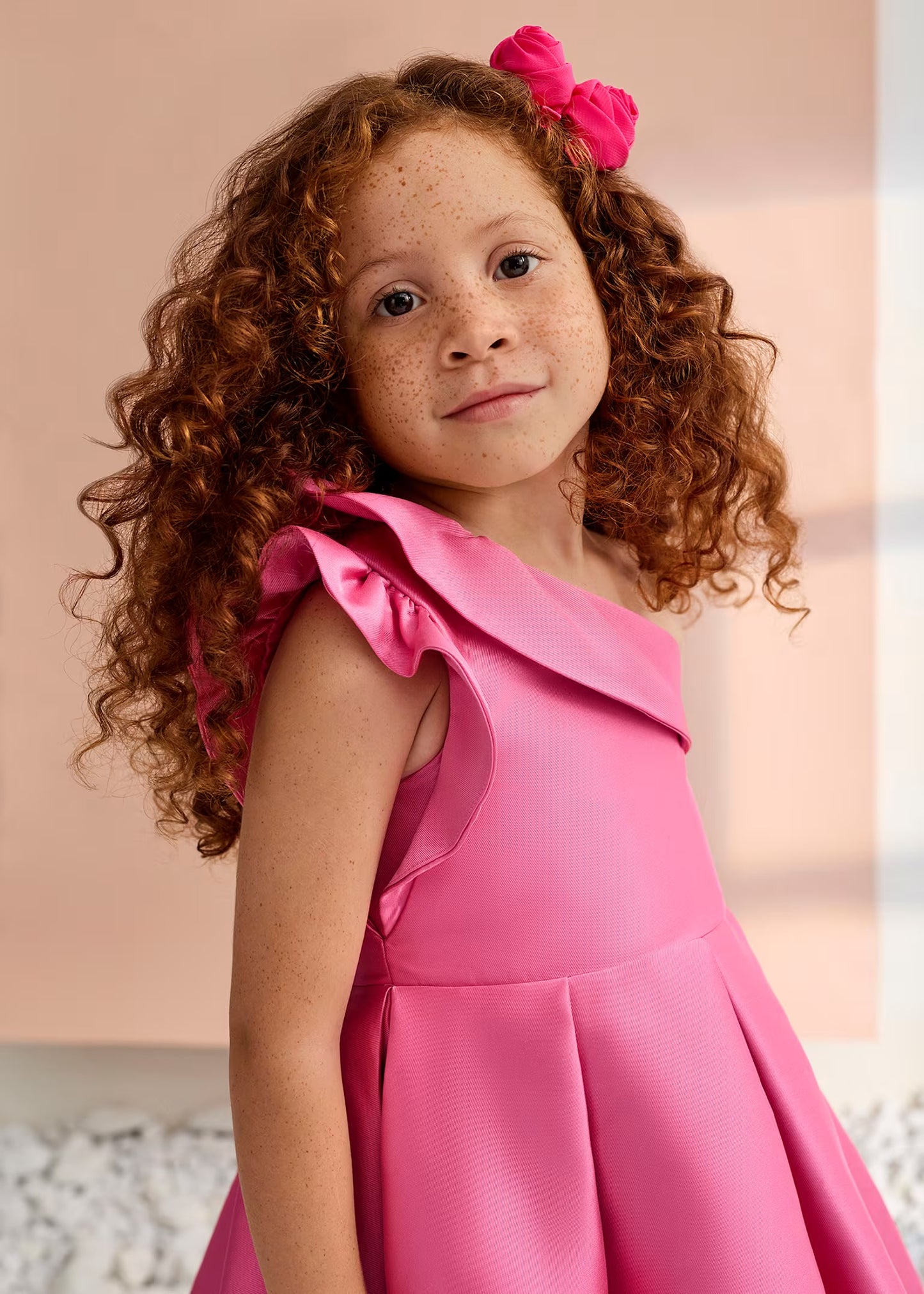 Abel & Lula Girl Asymmetric Mikado Silk Dress
