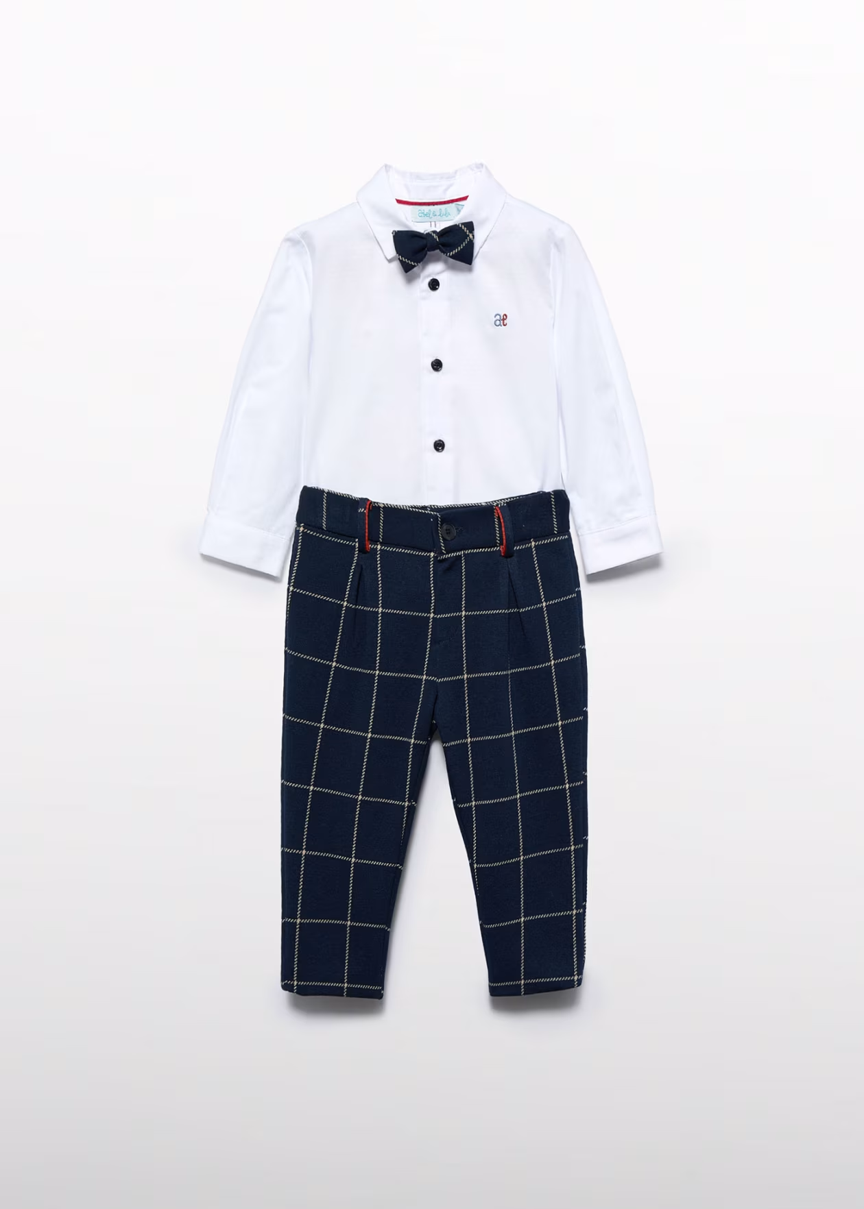 Abel & Lula 3pc Plaid Pants, Shirt & Bow Tie