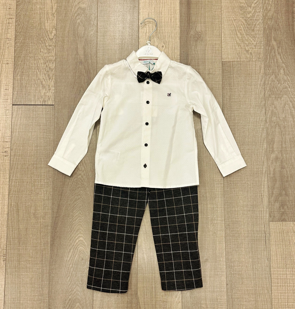 Abel & Lula Boys Knit Plaid Pants Set