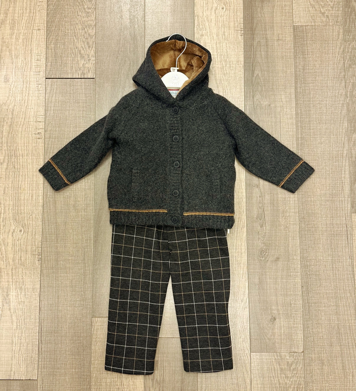 Abel & Lula Boys Knit Plaid Pants Set