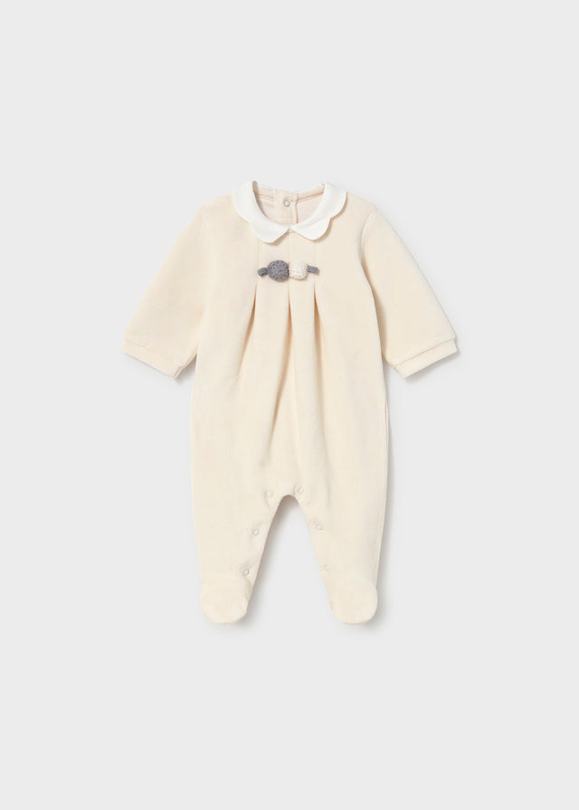 Mayoral Velour Footie w/Rosettes