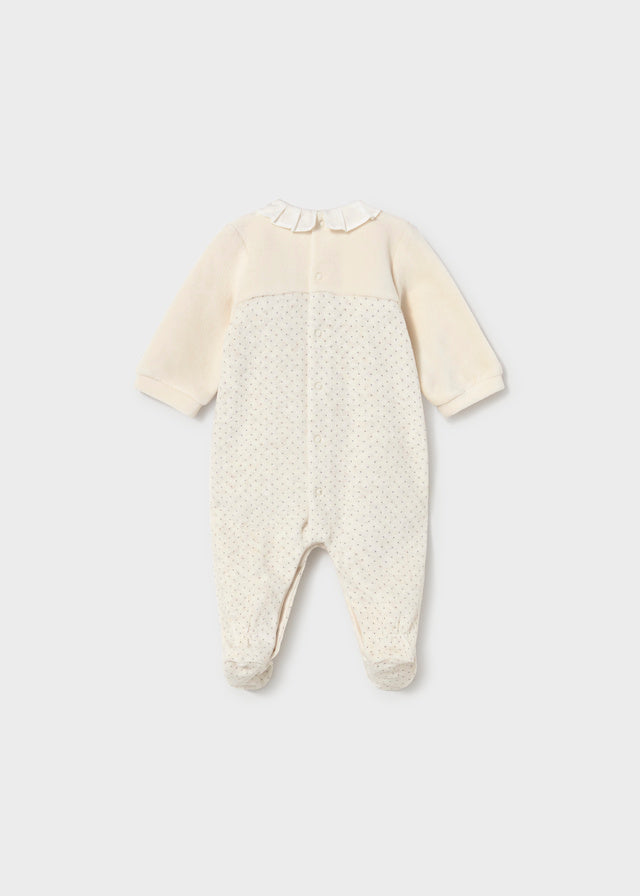 Mayoral Velour Footie w/Rosettes