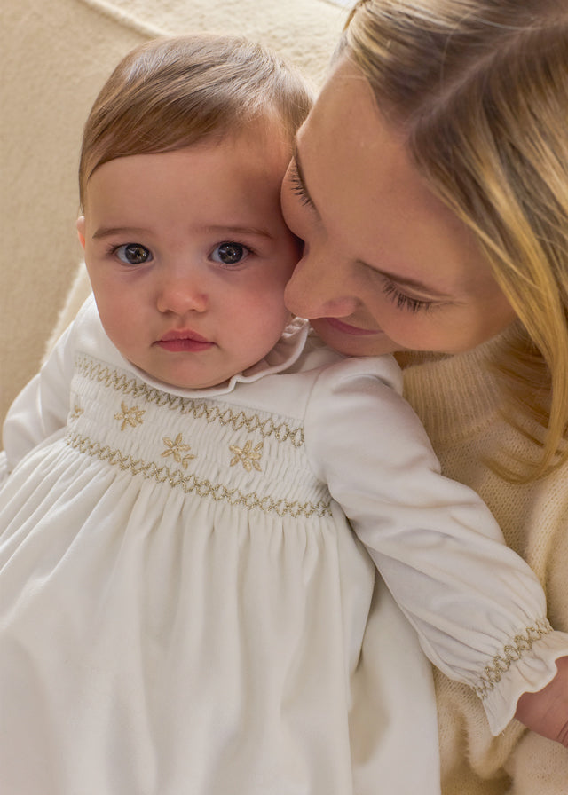 Mayoral Baby Velour Dress w/Smocking