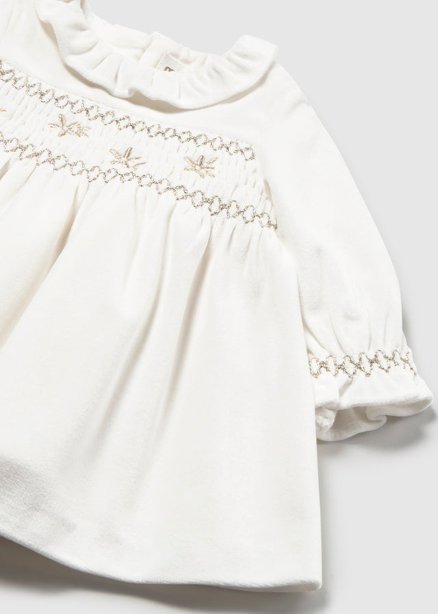 Mayoral Baby Velour Dress w/Smocking