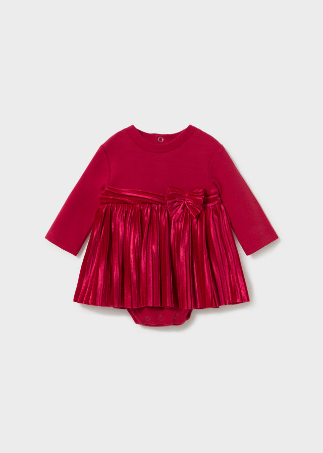 Mayoral Pleated Velvet Dress/Onesie