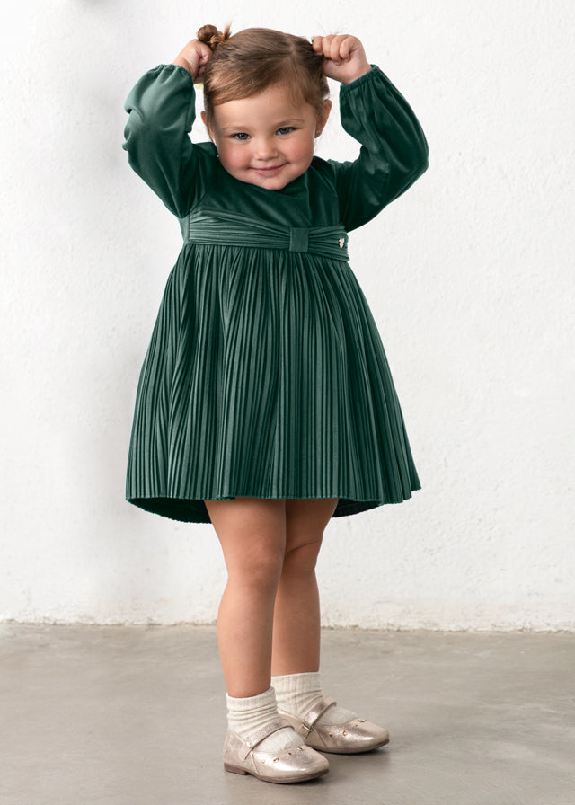 Mayoral Velvet Pleated Dress