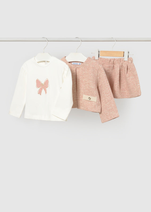 Mayoral 3pc Tweed Jacket, Skirt, Top Set