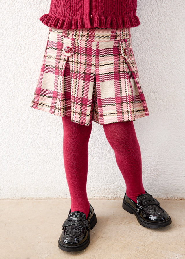 Mayoral Girl 2pc Cardigan & Plaid Skorts Set