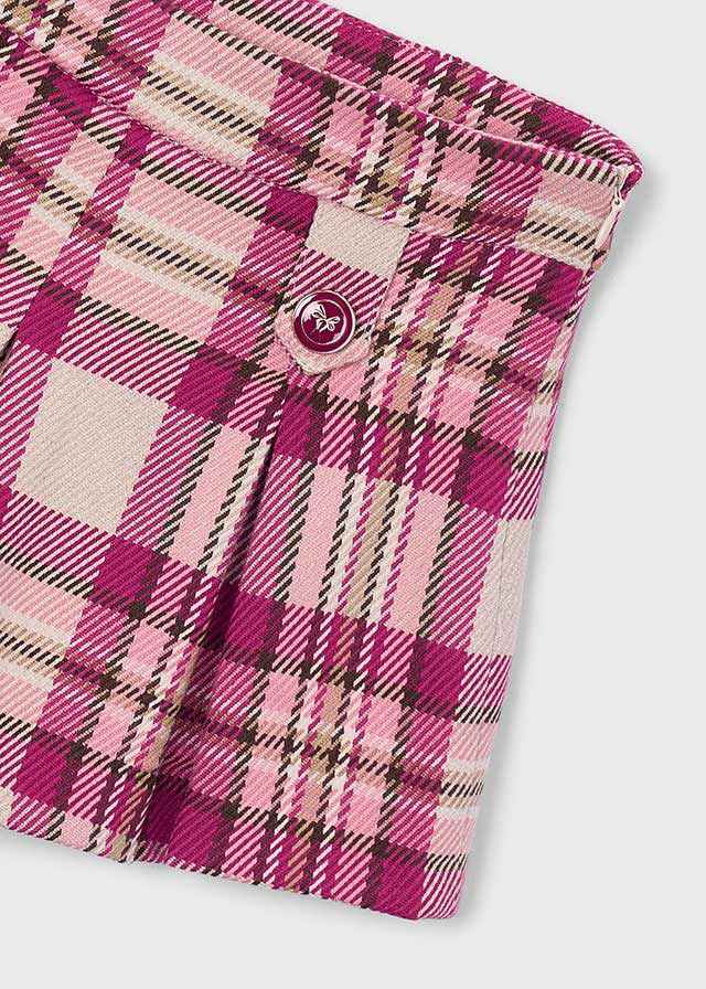 Mayoral Girl 2pc Cardigan & Plaid Skorts Set