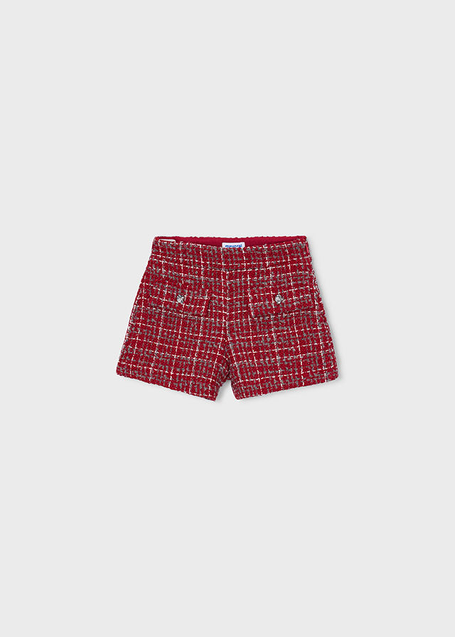 Mayoral Girl 2pc Mock Turtle Neck & Plaid Shorts Set