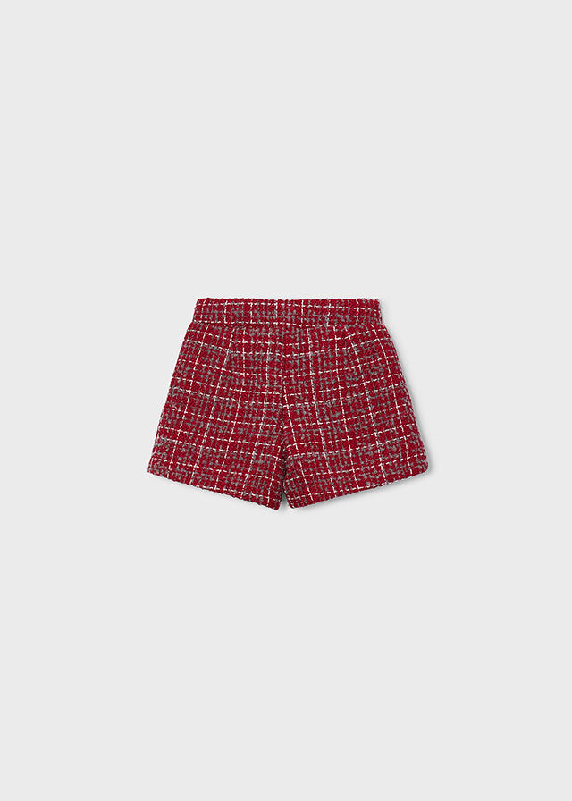 Mayoral Girl 2pc Mock Turtle Neck & Plaid Shorts Set