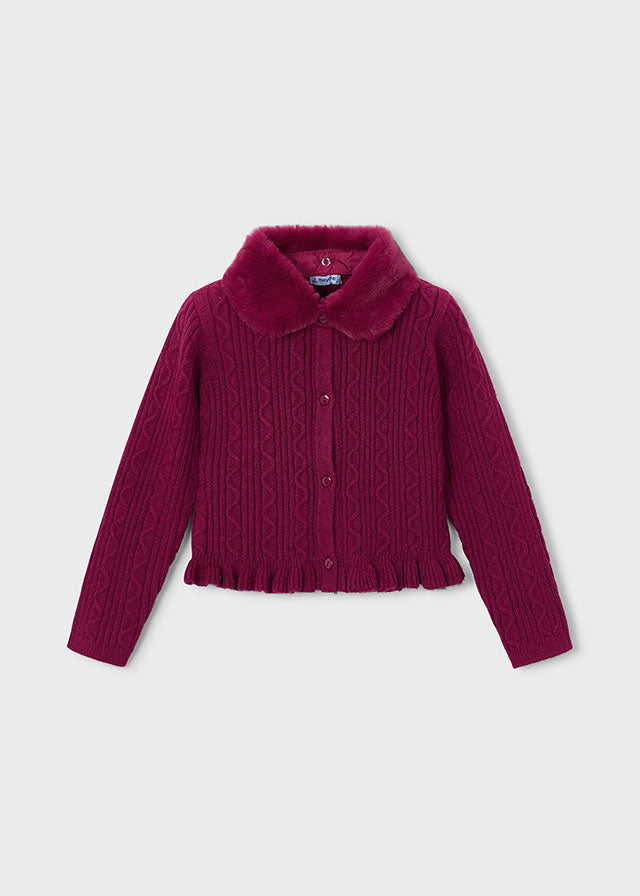 Mayoral Girl 2pc Cardigan & Plaid Skorts Set