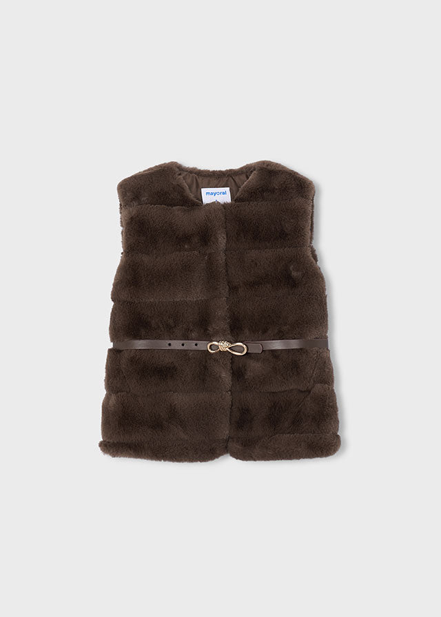 Mayoral Faux Fur Belted Vest