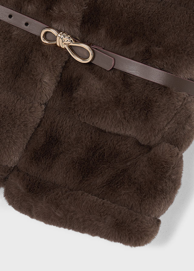 Mayoral Faux Fur Belted Vest