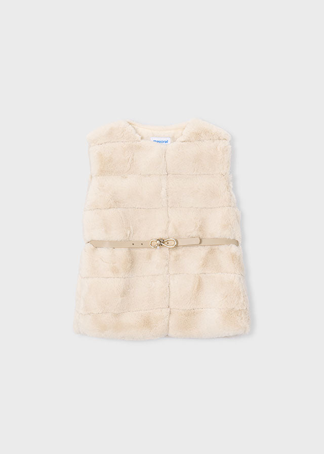 Mayoral Faux Fur Belted Vest