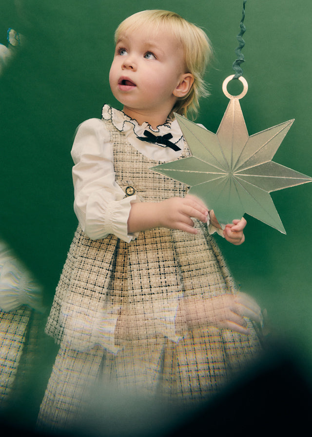 Abel & Lula Girl Tweed Pinafore Dress