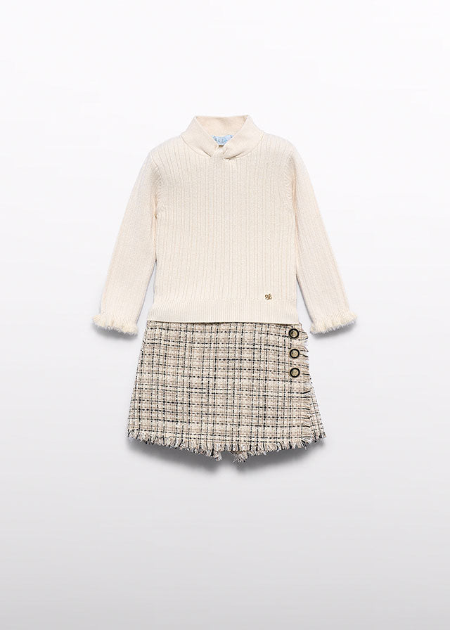 Abel & Lula Sweater & Tweed Shorts Set