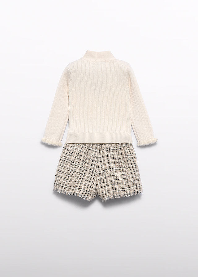 Abel & Lula Sweater & Tweed Shorts Set