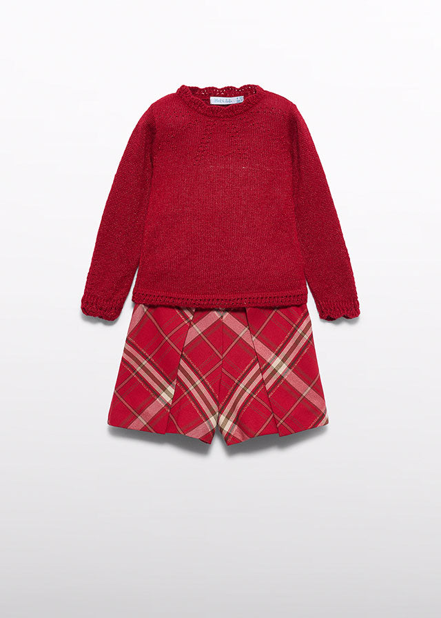 Abel & Lula Sweater & Plaid Shorts Set