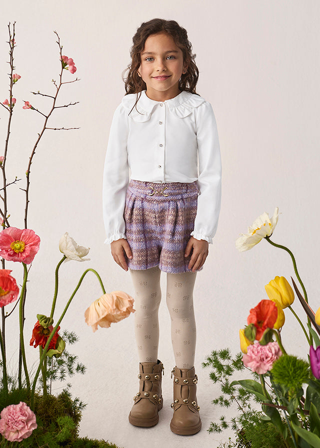Abel & Lula Blouse & Tweed Shorts Set