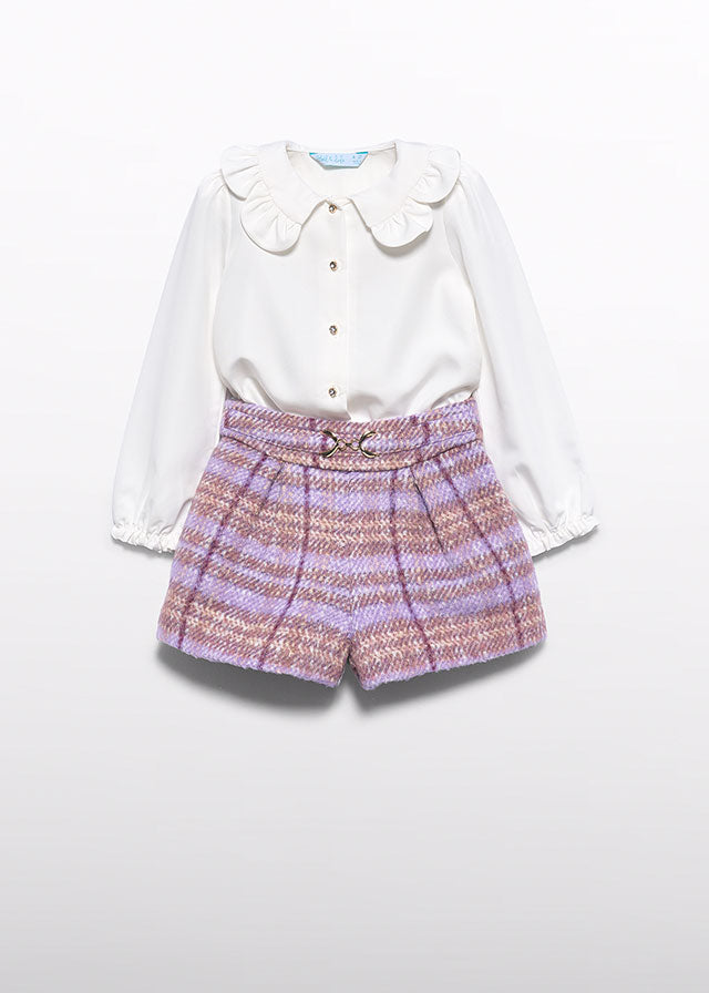Abel & Lula Blouse & Tweed Shorts Set
