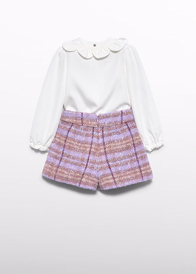 Abel & Lula Blouse & Tweed Shorts Set