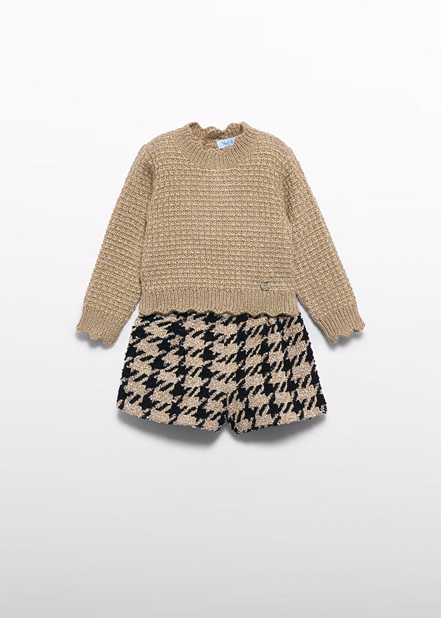 Abel & Lula 2pc Sweater & Tweed Shorts Set