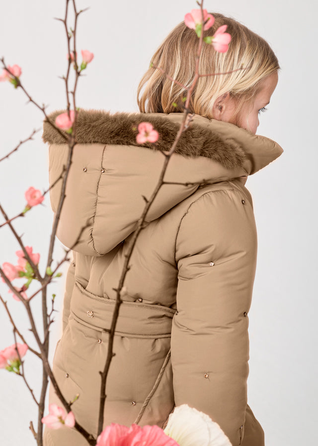 Abel & Lula Satin Jeweled Puffer Coat