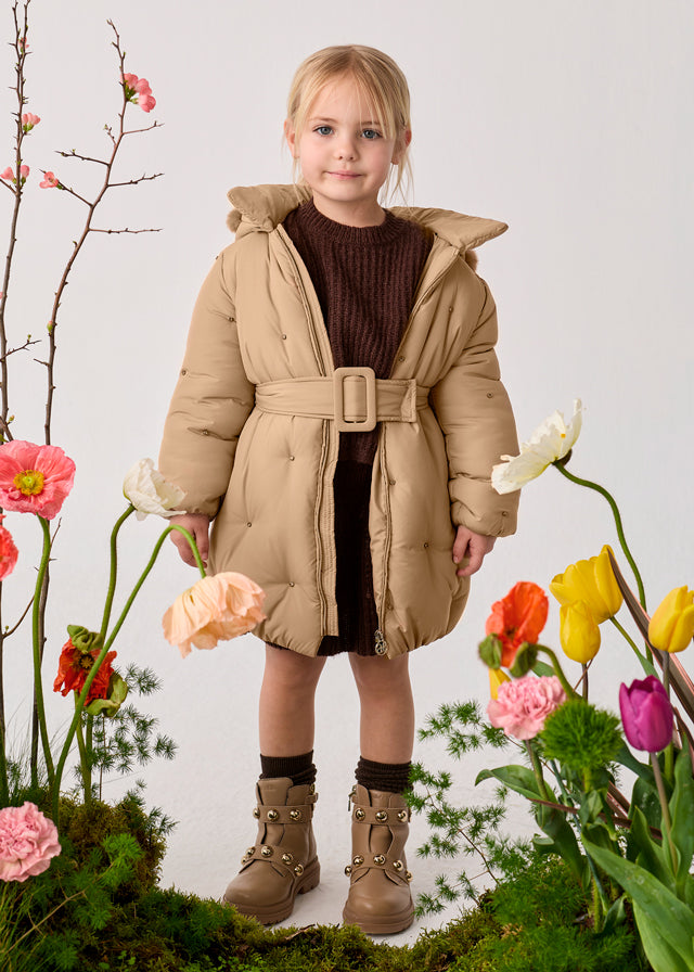 Abel & Lula Satin Jeweled Puffer Coat