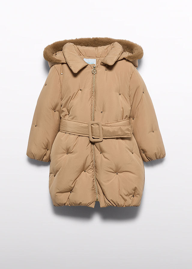 Abel & Lula Satin Jeweled Puffer Coat