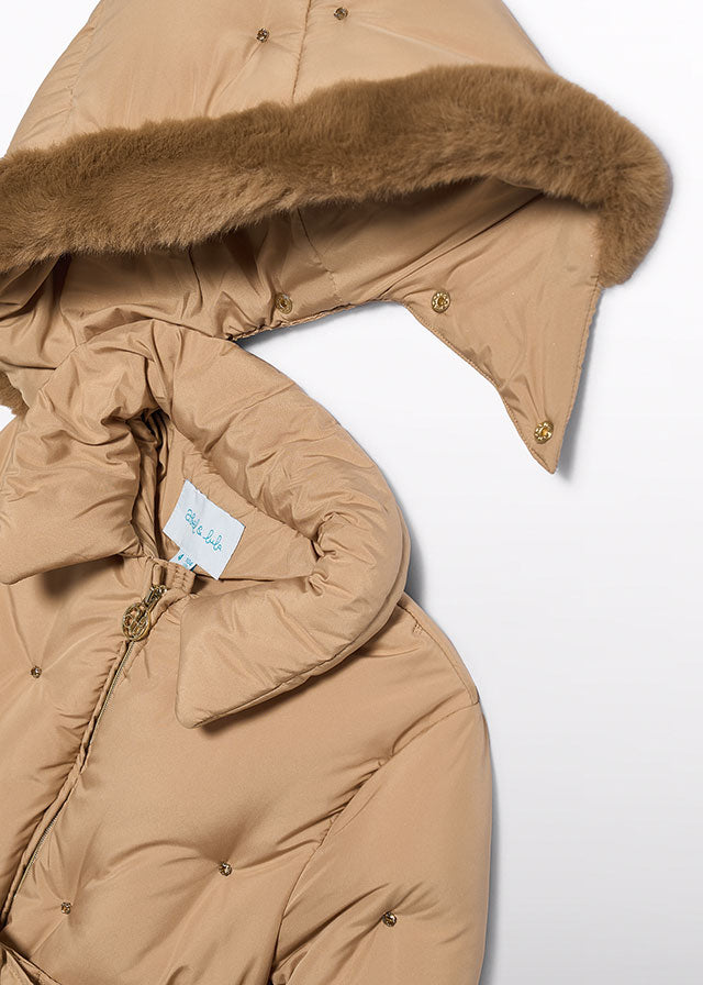 Abel & Lula Satin Jeweled Puffer Coat