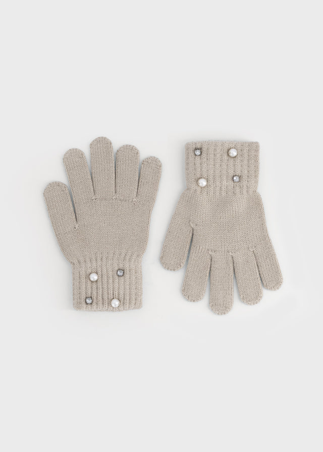 Mayoral Girl Mitten Set w/Pearl & Crystals