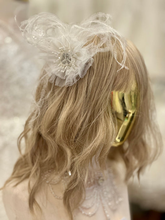 Ivory Marabou Feather Clip