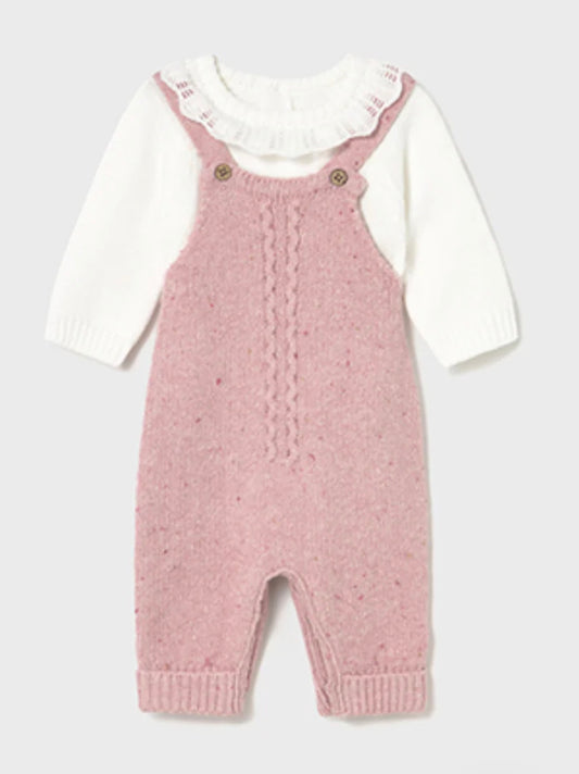 Mayoral Newborn Girl Dungaree and Sweater Set