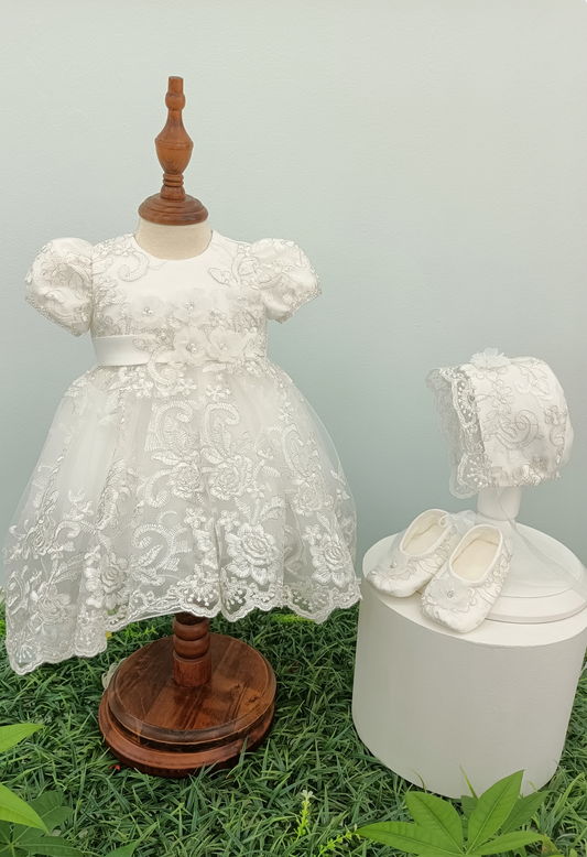 Infant Hi Low Dress w/Bonnet