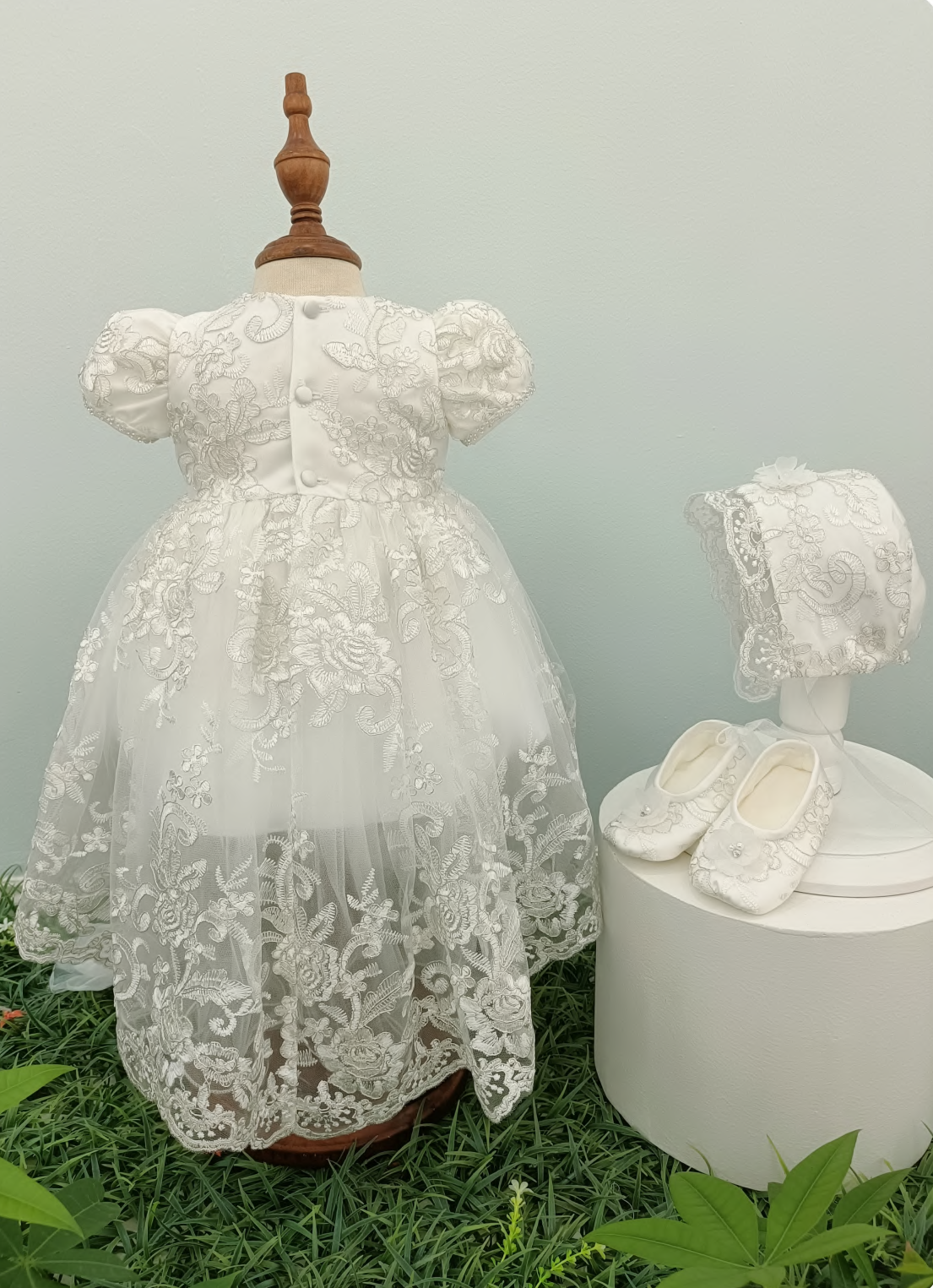 Infant Hi Low Dress w/Bonnet