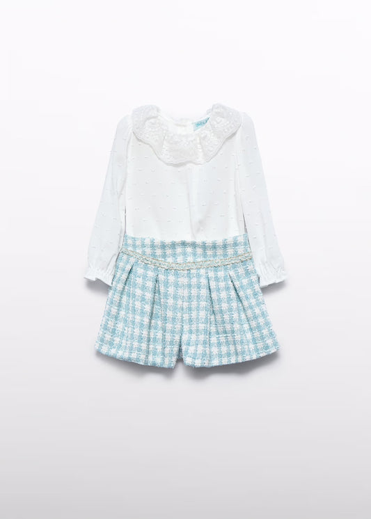 Abel & Lula Baby Girl Lurex Plaid Bermuda Shorts Set